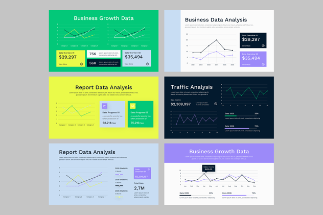 折线图数据趋势分析PPT模板 - 顶尖PPT