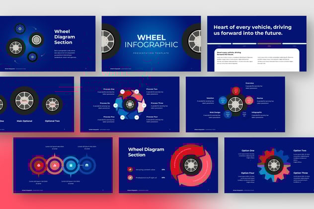 创意车轮信息图形PPT模板 - 顶尖PPT