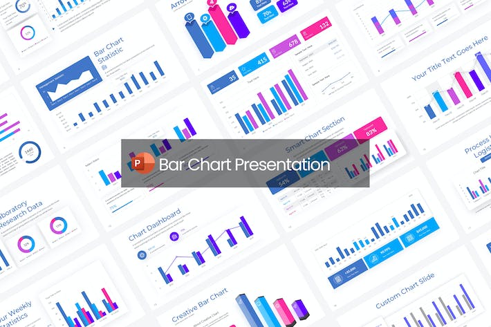 彩色智能条形图折线图PPT图形模板 - 顶尖PPT
