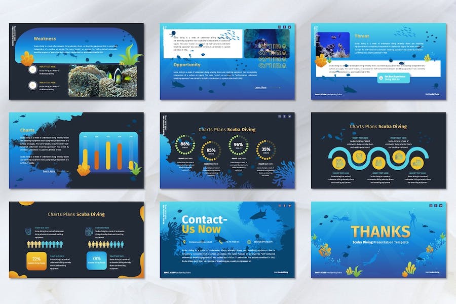 潜水运动水上活动推广宣传Keynote模板 - 顶尖PPT