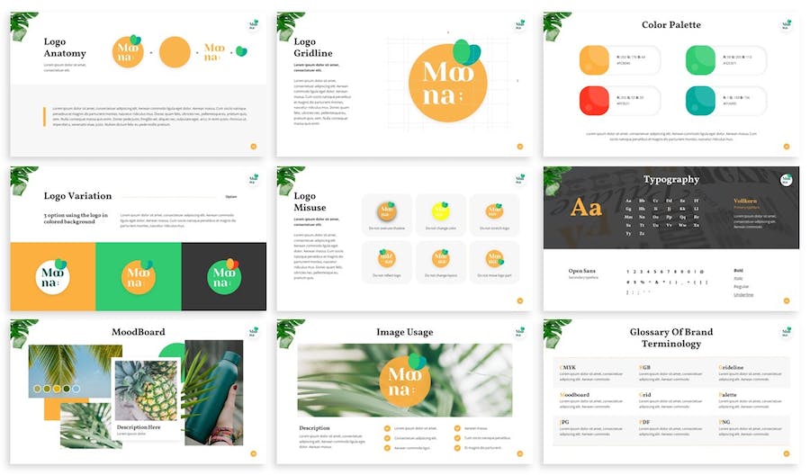 菠萝果汁品牌指南介绍宣传PPT模板 - 顶尖PPT