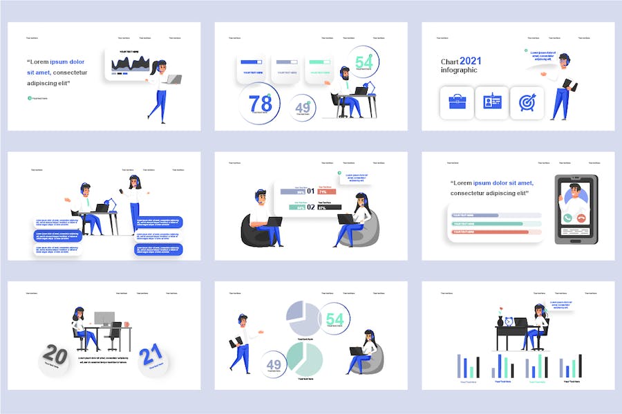 企业管理团队协作插画PPT模板 - 顶尖PPT