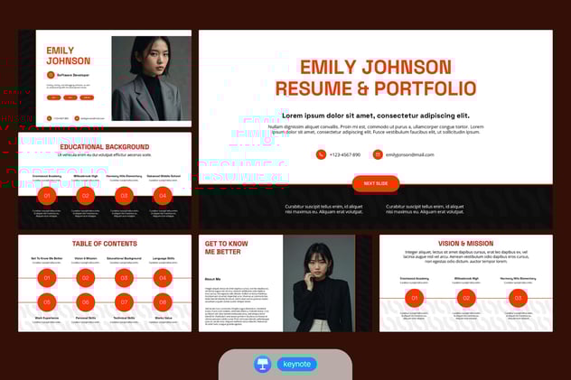 黑橙配色求职简历keynote模板 - 顶尖PPT