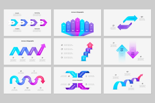 彩色动画箭头指向图形PPT模板 - 顶尖PPT