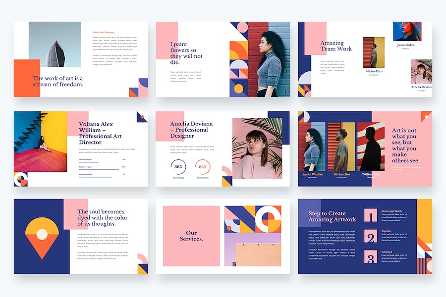 几何色块图形keynote模板 - 顶尖PPT