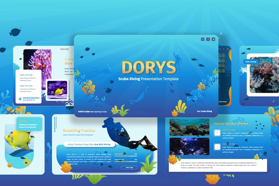 潜水运动水上活动推广宣传Keynote模板 - 顶尖PPT