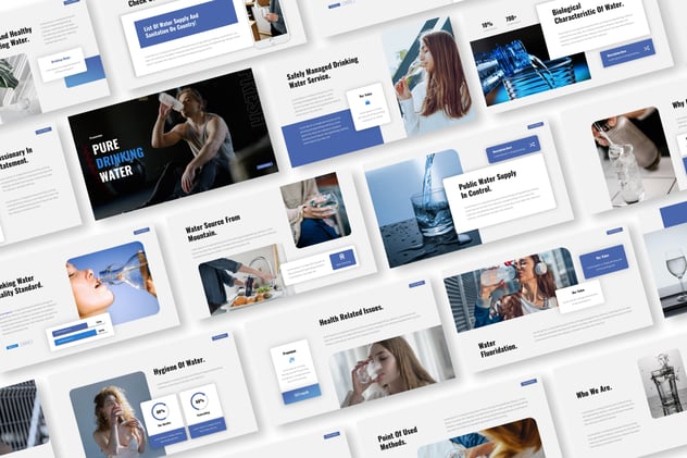 健康饮用水纯净水主题PPT模板 - 顶尖PPT
