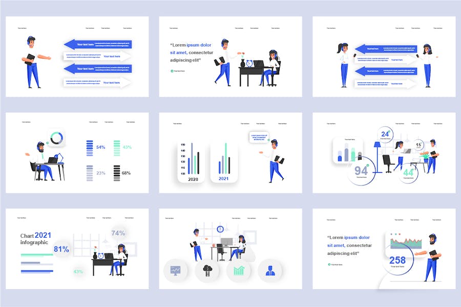 企业管理团队协作插画PPT模板 - 顶尖PPT