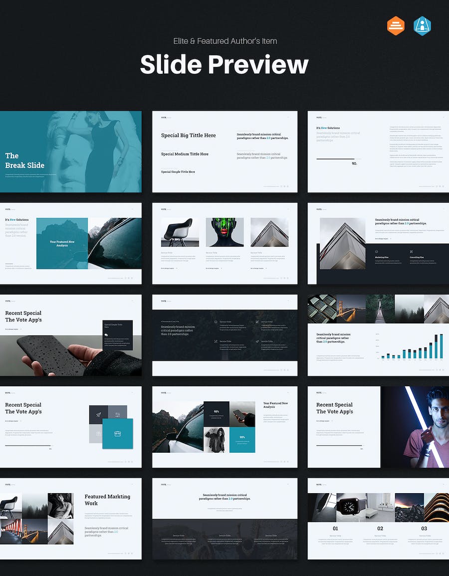 欧美迷你极简设计风格商务多用途PPT模板 - 顶尖PPT