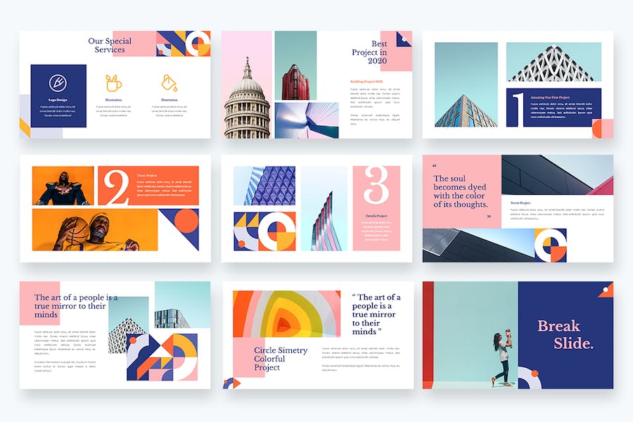 几何色块图形keynote模板 - 顶尖PPT