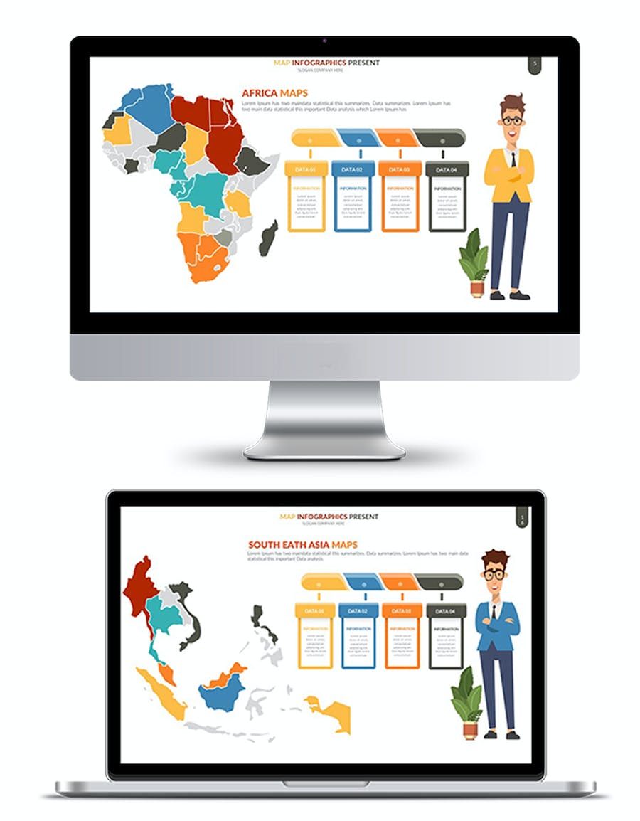 世界每个国家可编辑地图PPT模板 - 顶尖PPT