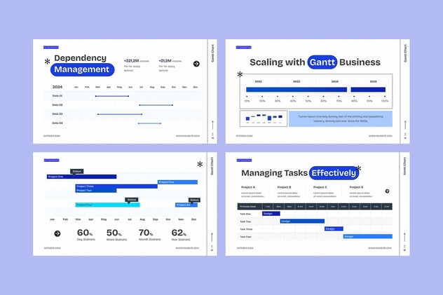 甘特图项目计划管理PPT模板 - 顶尖PPT