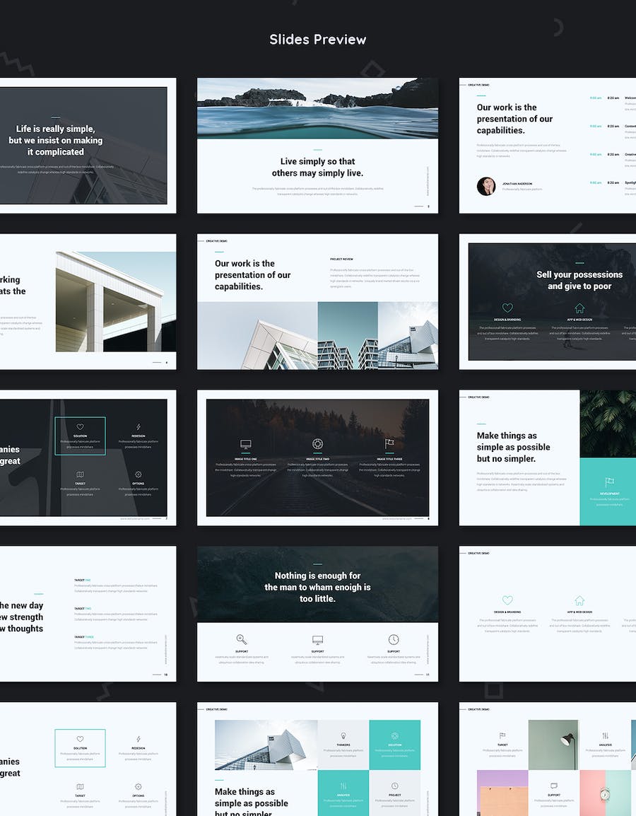 极简风格欧美商务多用途图形图表keynote模板 - 顶尖PPT