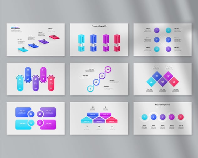 彩色商业动画步骤流程图形PPT模板 - 顶尖PPT