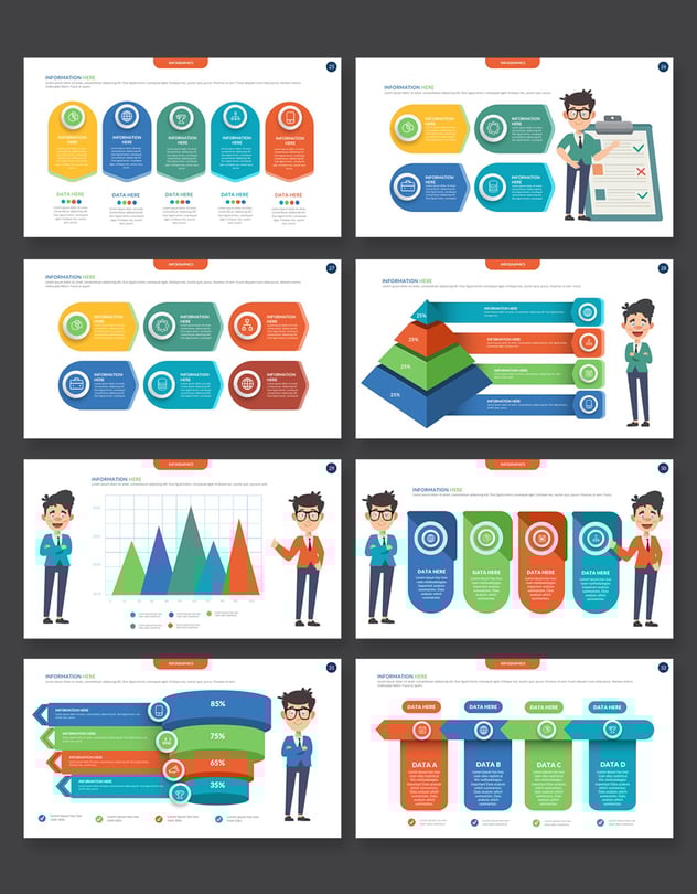 彩色数据可视化展示图形keynote模板 - 顶尖PPT