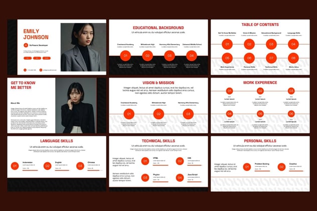 黑橙配色求职简历keynote模板 - 顶尖PPT