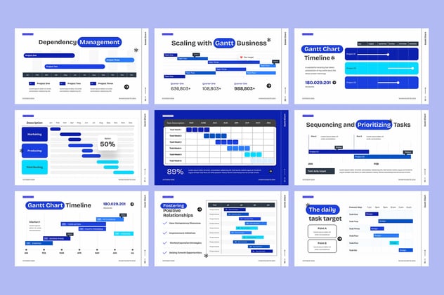 甘特图项目计划管理PPT模板 - 顶尖PPT