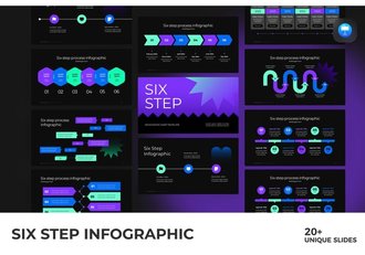6步骤流程信息图形Keynote模板 - 顶尖PPT