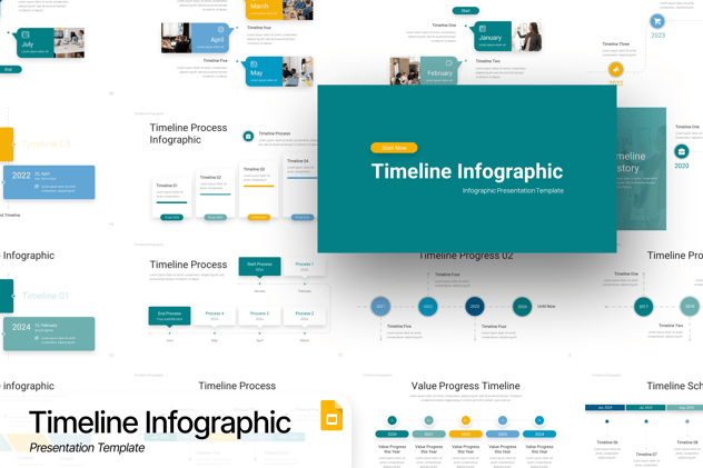 项目发展时间线可视化信息图PPT模板 - 顶尖PPT