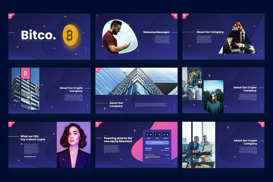 比特币加密货币区块链keynote模板 - 顶尖PPT