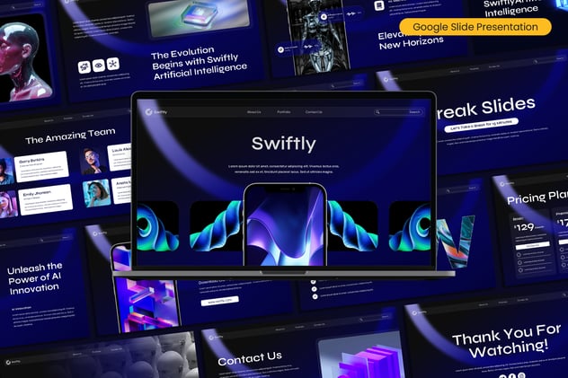 深色科技AI人工智能PPT模板 - 顶尖PPT