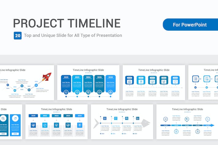 蓝色项目时间表图形规划PPT模板 - 顶尖PPT