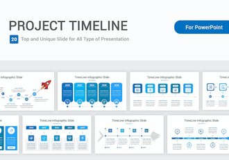 蓝色项目时间表图形规划PPT模板 - 顶尖PPT