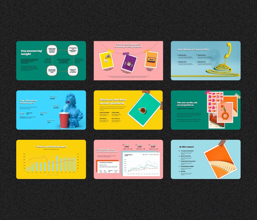 复古社交媒体报告欧美PowerPoint模板 - 顶尖PPT