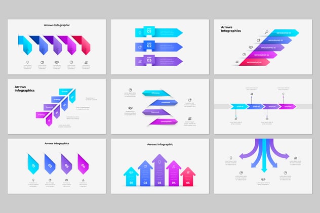 彩色动画箭头指向图形PPT模板 - 顶尖PPT