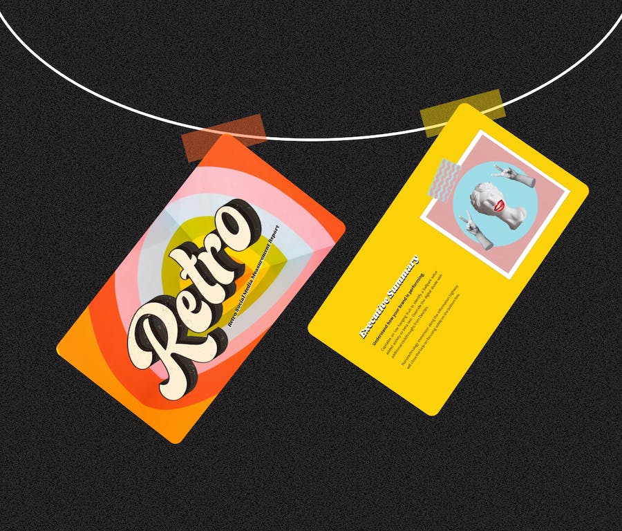 复古社交媒体报告欧美PowerPoint模板 - 顶尖PPT