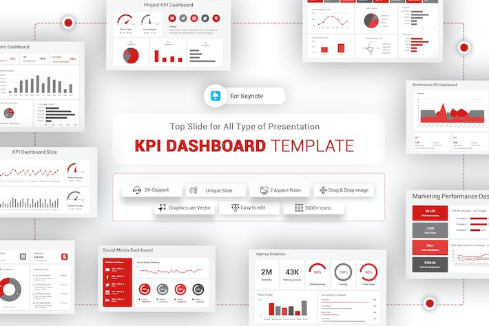 专业KPI数据分析图形Keynote模板 - 顶尖PPT