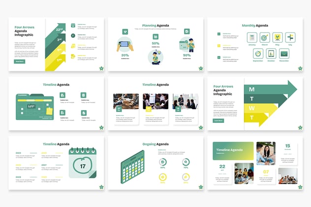 会议议程信息图表PPT模板 - 顶尖PPT