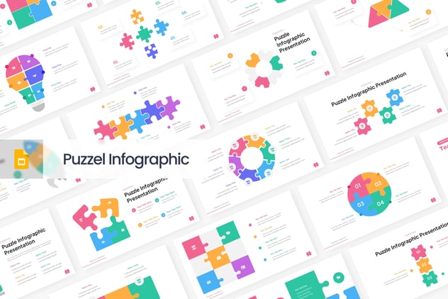 彩色拼图创意团队介绍信息图PPT模板 - 顶尖PPT