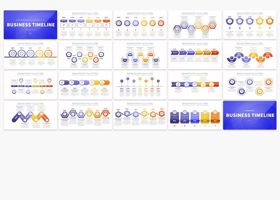 彩色时间轴图形流程步骤图形keynote模板 - 顶尖PPT