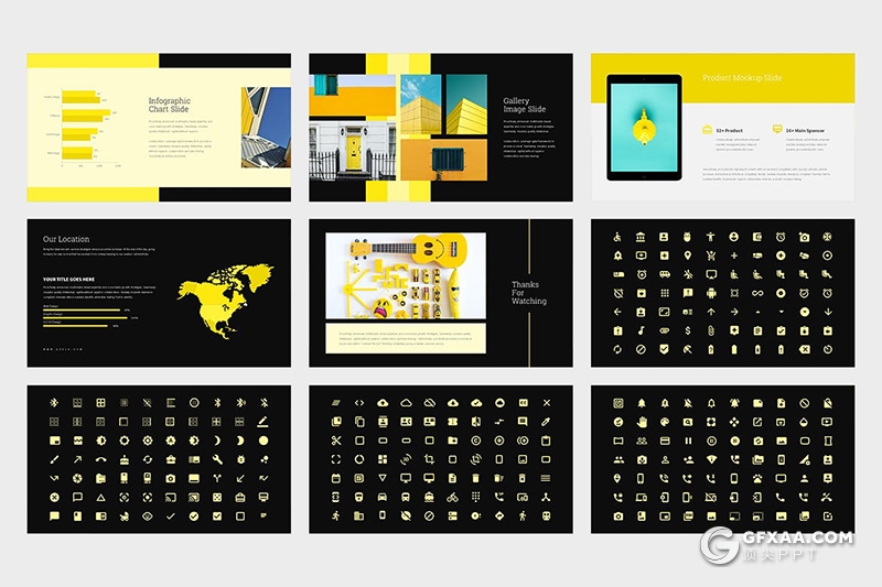 62页黄色渐变扁平化广告品牌宣传业务演示时装展示PPT模板 - 顶尖PPT