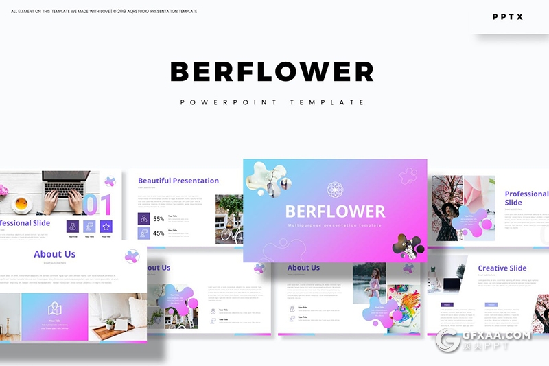 30页欧美时尚蓝紫渐变风格多用途PPT模板5种主题配色 - 顶尖PPT