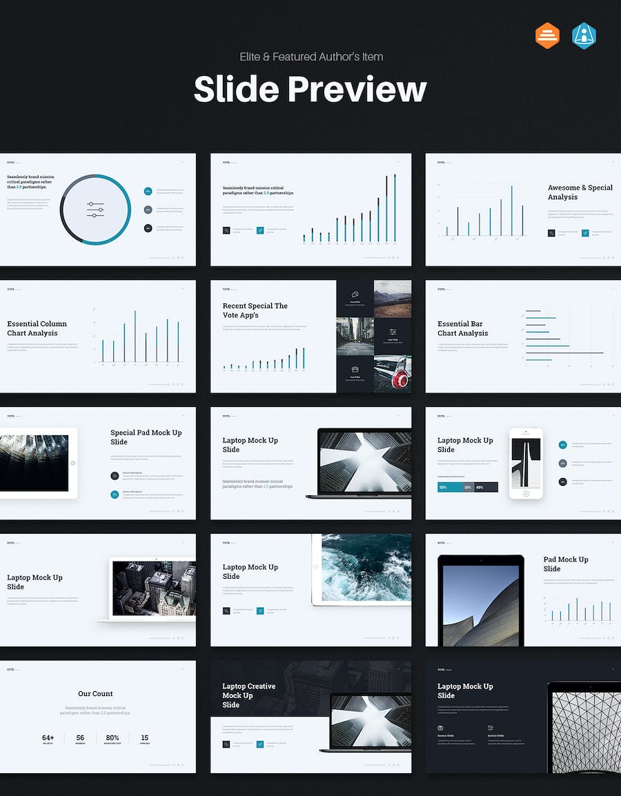 欧美迷你极简设计风格商务多用途PPT模板 - 顶尖PPT