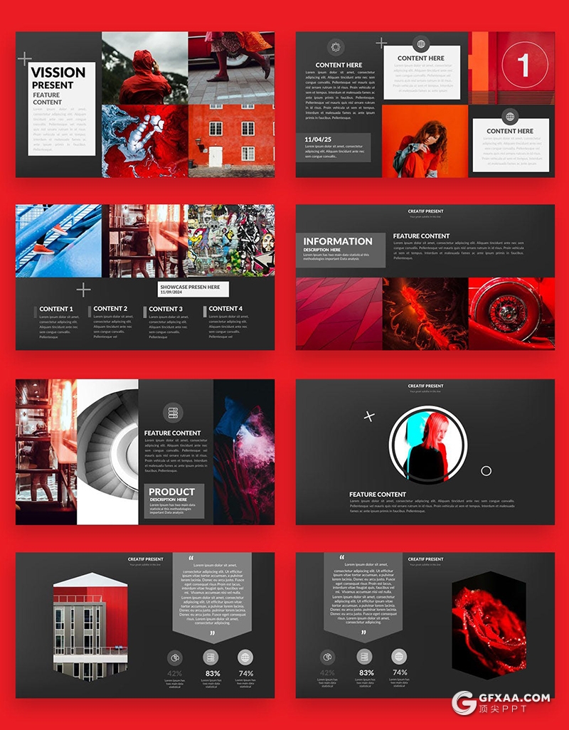 57页黑色时尚图片展示商务多用途PPT模板 - 顶尖PPT