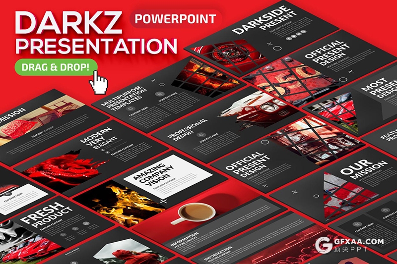 57页黑色时尚图片展示商务多用途PPT模板 - 顶尖PPT