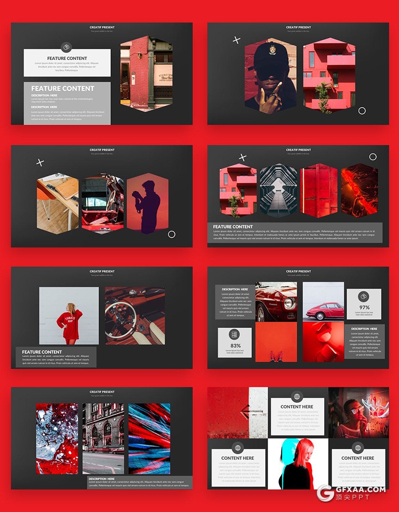 57页黑色时尚图片展示商务多用途PPT模板 - 顶尖PPT