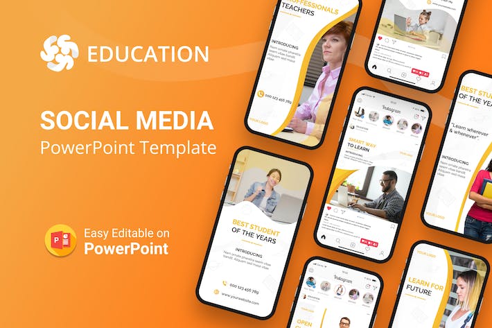 教育类社交媒体主题PowerPoint模板 - 顶尖PPT