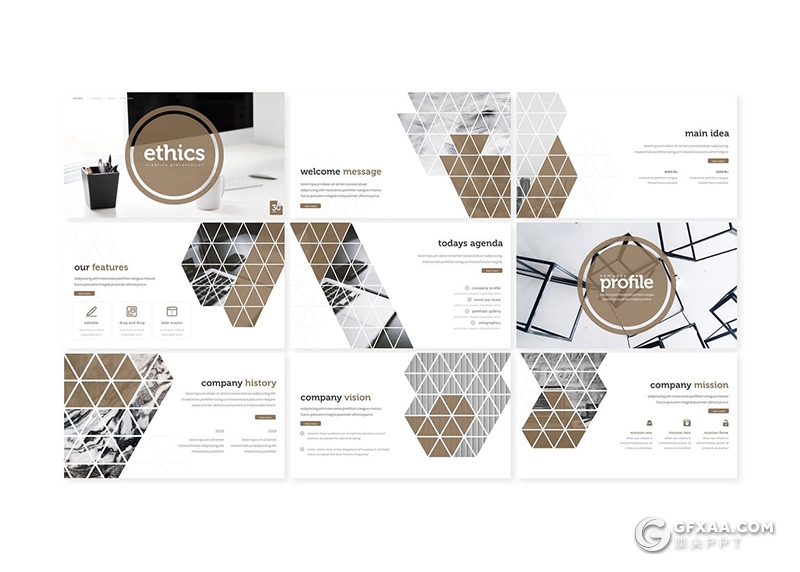 30页扁平化商务企业公司宣传介绍工作汇报总结PPT模板5种主题配色 - 顶尖PPT