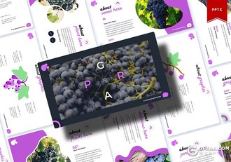 30页卡通葡萄图形葡萄种植生产过程培训介绍PPT模板5种主题配色 - 顶尖PPT