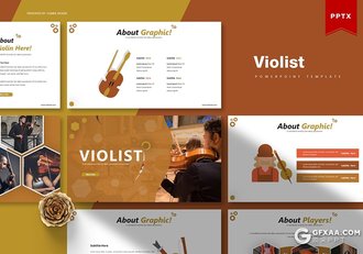30页卡通风格音乐器械大小提琴产品宣传介绍PPT模板5种主题配色 - 顶尖PPT