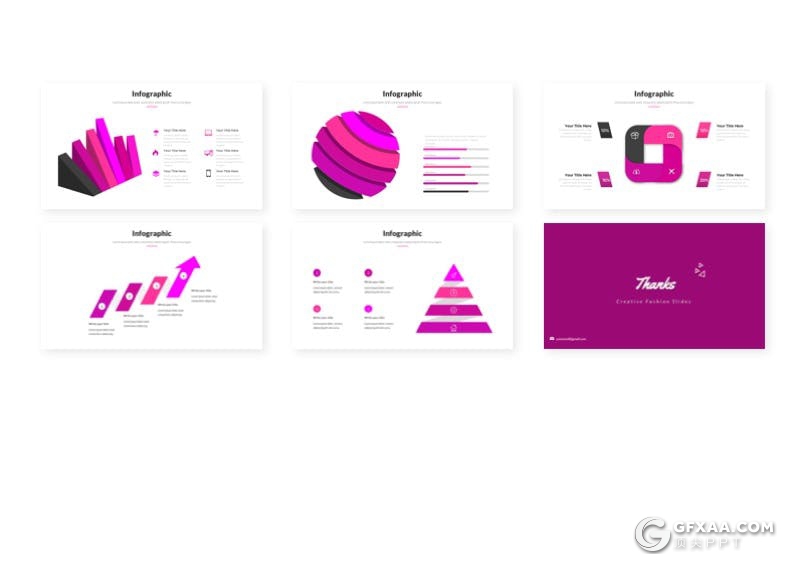 30页时尚流行风格模特写真摄影图片展示PPT模板5种主题配色 - 顶尖PPT