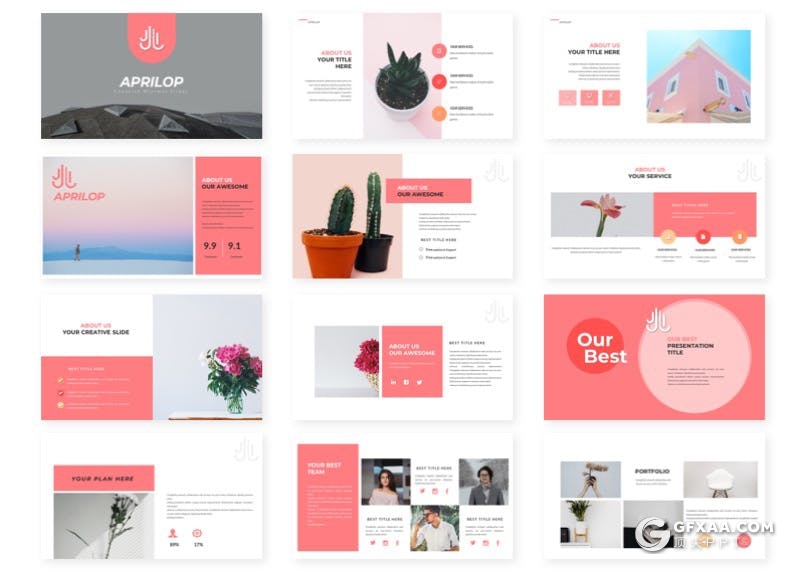 30页时尚简约风格数据信息图形设计多用途PPT模板5种主题配色 - 顶尖PPT