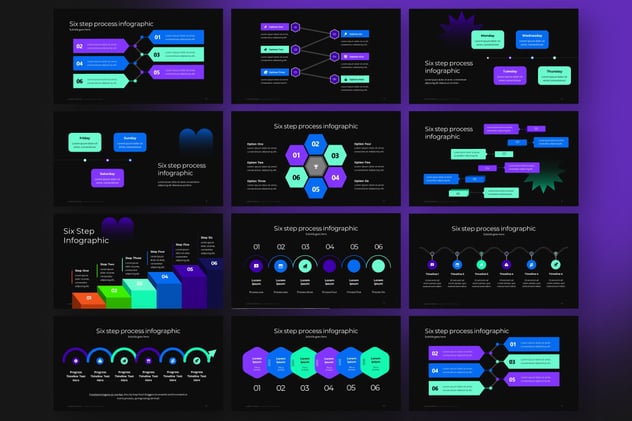 6步骤流程信息图形Keynote模板 - 顶尖PPT