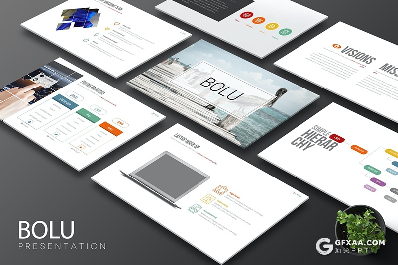 30页扁平化商务风格企业宣传工作总结PPT模板 - 顶尖PPT