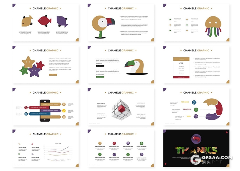 30页海洋动物野生动物数量统计介绍PPT模板5种主题配色 - 顶尖PPT