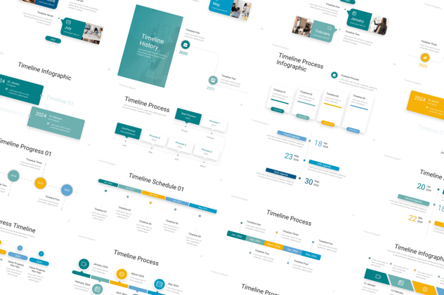 项目发展时间线可视化信息图PPT模板 - 顶尖PPT
